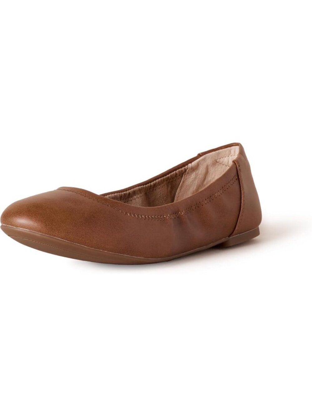 Women's Brown Faux Leather Synthetic Comfortable Slip-On Ballet Flat Shoes